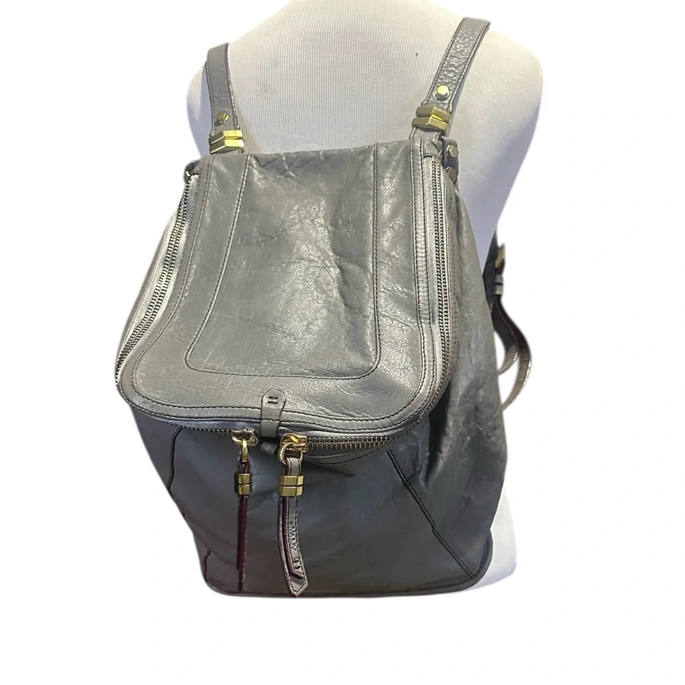 orYANY Zahara Gray Washed Weathered Leather Backpack Bag